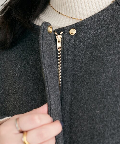 natural couture（ナチュラルクチュール）の「〈osono〉２WAYノーカラーコート（ノーカラーコート・レディース・チャコールグレー/モカ/アイボリー/ブラウン・FREE）」の20枚目の写真