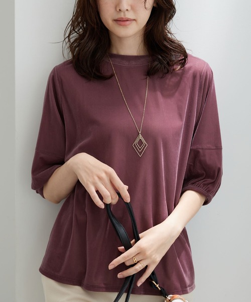 BELLUNA PLUS(ベルーナ)の「ベロア素材ふんわり袖プルオーバー(Tシャツ/カットソー・レディース・ブラック/ワイン/グレー・MEDIUM/X-LARGE/LARGE)」の3枚目の写真
