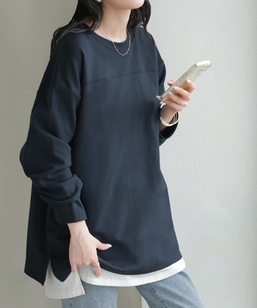 HUG.U(ハグユー)の「コットンポンチ長袖カットソー(Tシャツ/カットソー・レディース・ホワイト/レッド/ライトグレー/ブラウン/カーキ/ブラック/ネイビー/ダークグレー・FREE)」の21枚目の写真