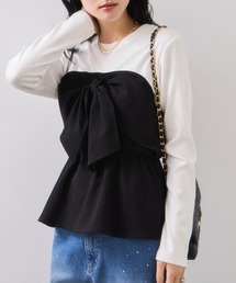 VIS | 【美easy】ウーリッシュリボンビスチェドッキングカットソープルオーバー/セットアップ対応・イージーケア(Tシャツ/カットソー)