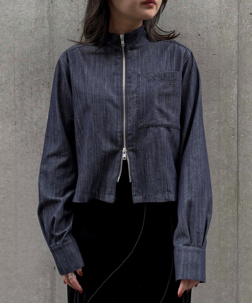 &g'aime(アンジェム)の「【&g'aime】デニムショートシャツ Denim Short Shirt(シャツ/ブラウス・レディース・ブラック/ネイビー・FREE)」の17枚目の写真