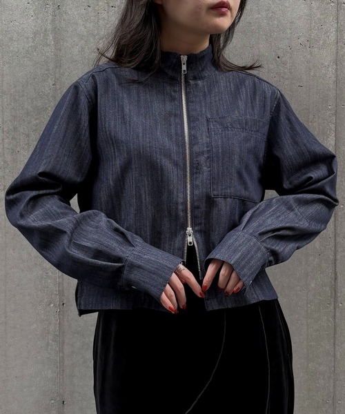 &g'aime(アンジェム)の「【&g'aime】デニムショートシャツ Denim Short Shirt(シャツ/ブラウス・レディース・ブラック/ネイビー・FREE)」の18枚目の写真