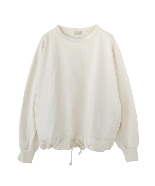SOLAMONAT(ソラモナ)の「ペンネ天竺 モックネック裾ヒモプルオーバー(Tシャツ/カットソー・レディース・杢グレー/ヘザーチャコール/ホワイト/ブラック/カーキ/ライトピンク/グレイッシュベージュ/キナリ・FREE)」の3枚目の写真