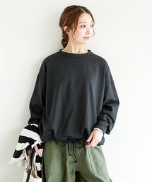 ペンネ天竺 モックネック裾ヒモプルオーバー