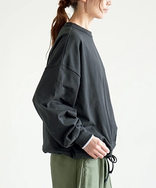 SOLAMONAT(ソラモナ)の「ペンネ天竺 モックネック裾ヒモプルオーバー(Tシャツ/カットソー・レディース・杢グレー/ヘザーチャコール/ホワイト/ブラック/カーキ/ライトピンク/グレイッシュベージュ/キナリ・FREE)」の17枚目の写真