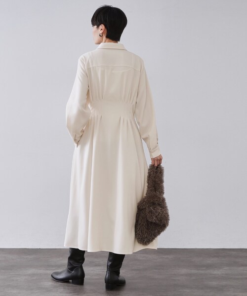 OPAQUE.CLIP（オペークドットクリップ）の「ウエストタックフィット＆フレアワンピース【洗濯機OK】（ワンピース・レディース・オフホワイト/ネイビー・38/40/42）」の9枚目の写真