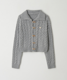 COZY TOGGLE FISHERMAN KNIT CARDIGAN GREY