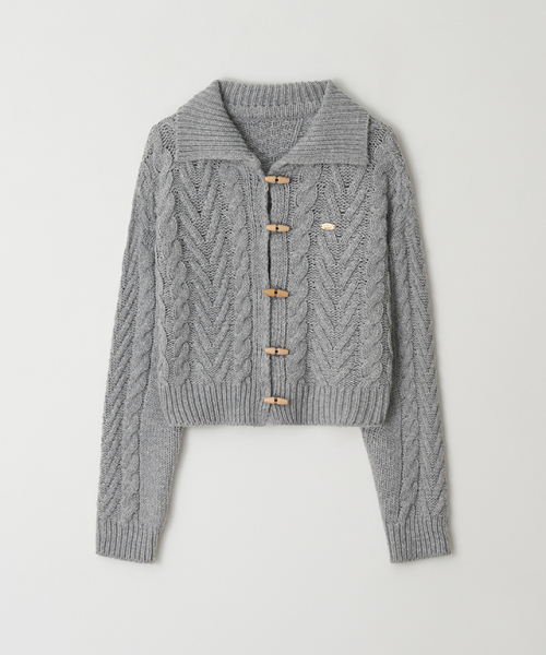 COZY TOGGLE FISHERMAN KNIT CARDIGAN GREY