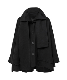 Wool Muffler Coat (FL-051_Black)