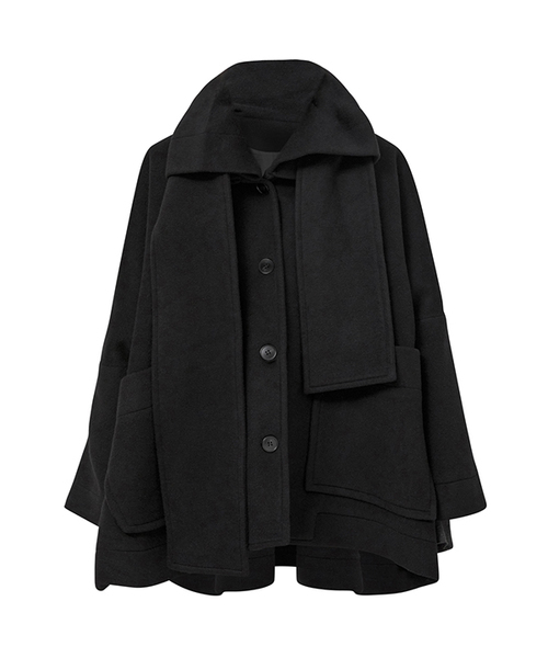 FLAREUP(フレアアップ)の「Wool Muffler Coat (FL-051_Black)(チェスターコート・レディース・ブラック・OS)」の1枚目の写真