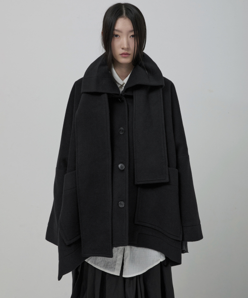 FLAREUP(フレアアップ)の「Wool Muffler Coat (FL-051_Black)(チェスターコート・レディース・ブラック・OS)」の2枚目の写真