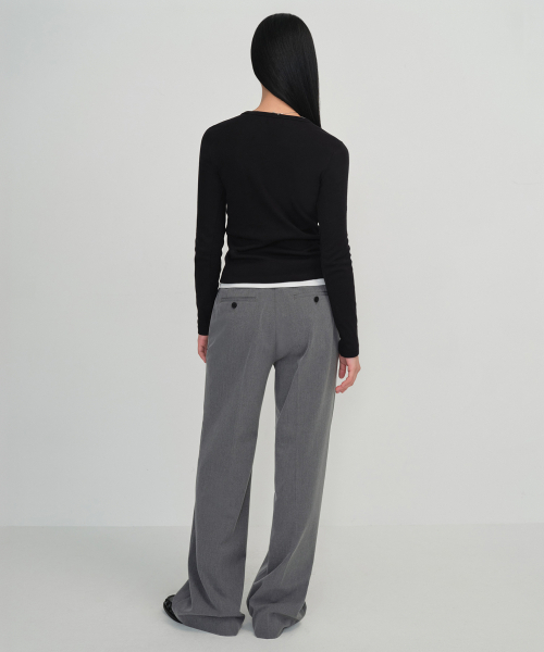 MUSINSA STANDARD WOMAN（ムシンサスタンダードウーマン）の「ウィメンズワイドヒドゥンバンディングスラックス[メランジグレー]（スラックス・レディース・その他・34/32/30/31/24/25/26/27/28/29）」の3枚目の写真