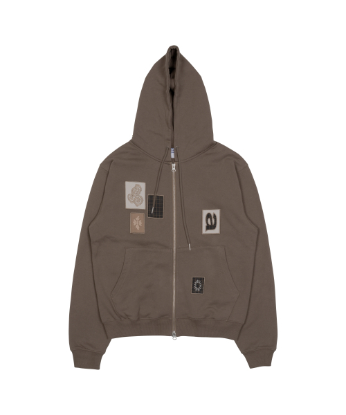 TCM frame hooded zip-up (brown)（パーカー）｜THECOLDESTMOMENT（ザ