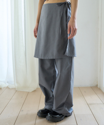 THE GREEN LAB（ザグリーンラボ）の「ラップスカートスラックス [グレー]（スラックス）」