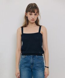 PUNCHING SLEEVELESS KNIT TOP NAVY
