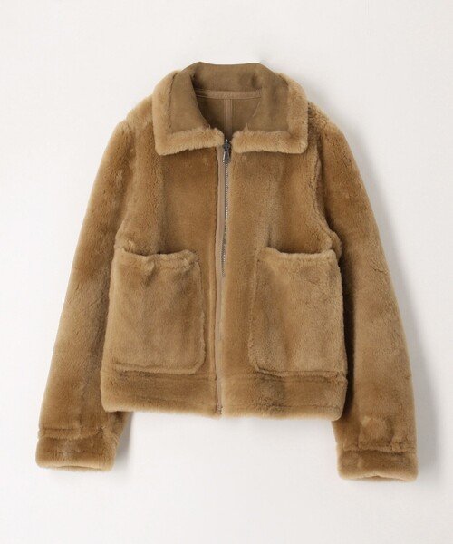 美品 ランバンコレクション ラムレザージャケット ムートン ファー ブラウン M 美品 ランバンコレクション ラムレザージャケット ムートン ファー