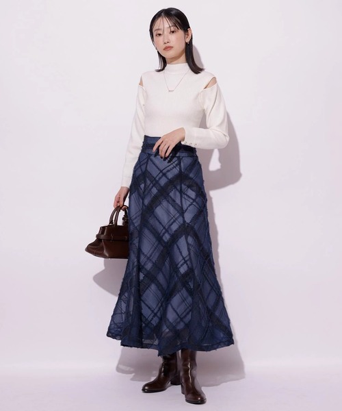 Mystrada♡チュールチェック刺繍スカート♡紺Sサイズ Mystrada（マイストラーダ）の「チュールチェック刺繍スカート