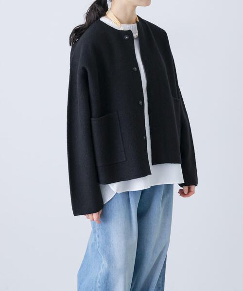 圧縮ウールショートジャケット（ノーカラージャケット）｜かぐれ