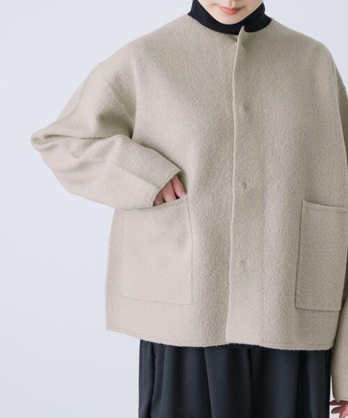 圧縮ウールショートジャケット（ノーカラージャケット）｜かぐれ