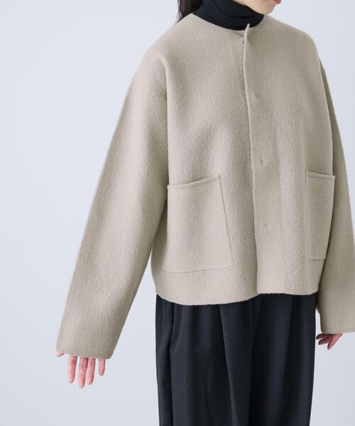 圧縮ウールショートジャケット（ノーカラージャケット）｜かぐれ