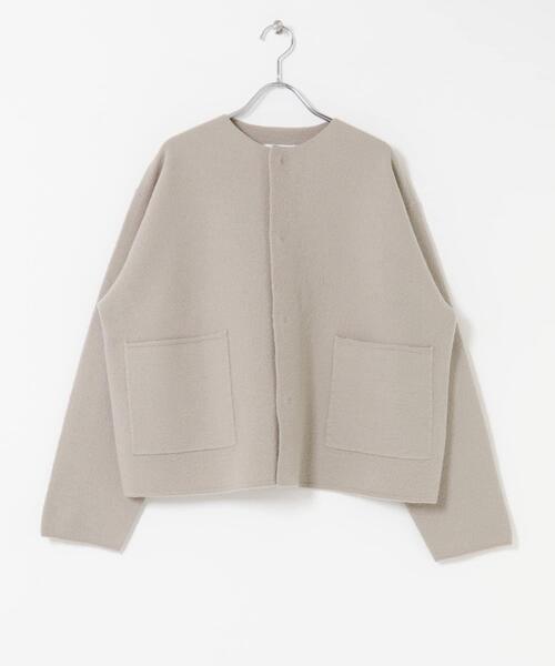 かぐれ　ウールノーカラージャケット　グレージュ　圧縮ウール 楽天市場】ウールノーカラージャケット／かぐれ（kagure） : 丸井