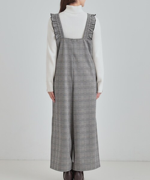 DRESKIP（ドレスキップ）の「【あったか】大人のための チェック柄フリルサロペット（サロペット/オーバーオール・レディース・ダークブラウン系1/グレー系1・01/02/03/04）」の13枚目の写真