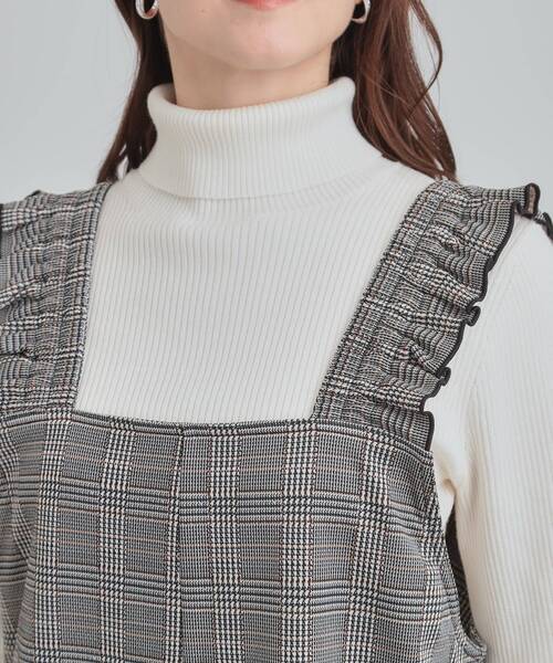 DRESKIP（ドレスキップ）の「【あったか】大人のための チェック柄フリルサロペット（サロペット/オーバーオール・レディース・ダークブラウン系1/グレー系1・01/02/03/04）」の14枚目の写真