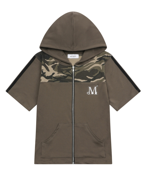Mobb.Tシャツ、パーカーセット モブセットアップメタルロゴカモ配色半袖フードジップアップ（パーカー