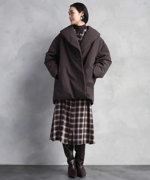 MICHEL KLEIN（ミッシェル・クラン）の「バンドカラーチェックシャツワンピース（ワンピース・レディース・ブラウン・38）」の16枚目の写真