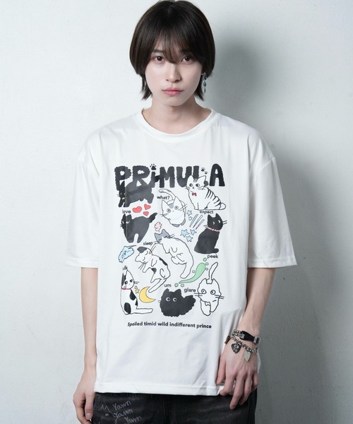 primula(プリムラ)の「テンキャットティー tシャツ(Tシャツ/カットソー・メンズ・ホワイト・FREE)」の1枚目の写真