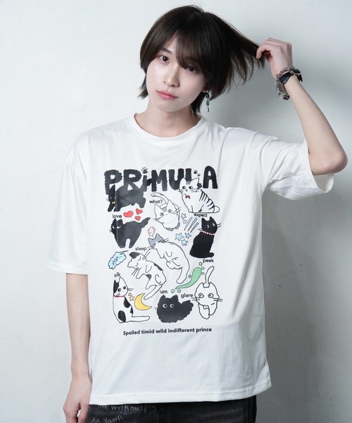 primula(プリムラ)の「テンキャットティー tシャツ(Tシャツ/カットソー・メンズ・ホワイト・FREE)」の2枚目の写真