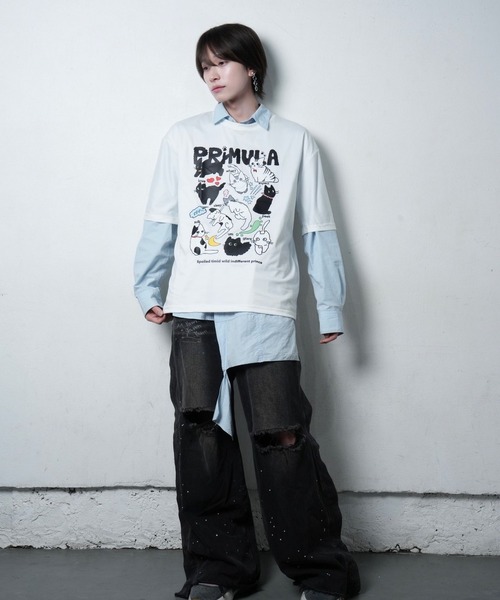 primula(プリムラ)の「テンキャットティー tシャツ(Tシャツ/カットソー・メンズ・ホワイト・FREE)」の6枚目の写真