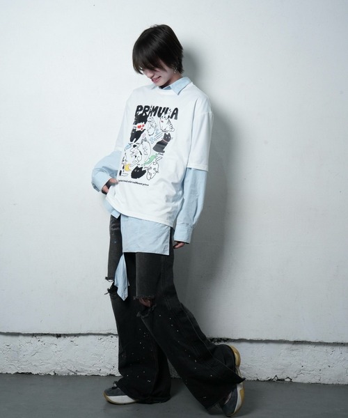 primula(プリムラ)の「テンキャットティー tシャツ(Tシャツ/カットソー・メンズ・ホワイト・FREE)」の9枚目の写真