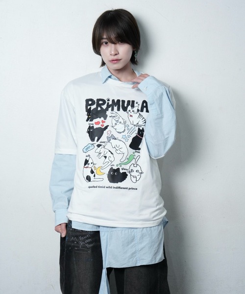 primula(プリムラ)の「テンキャットティー tシャツ(Tシャツ/カットソー・メンズ・ホワイト・FREE)」の12枚目の写真