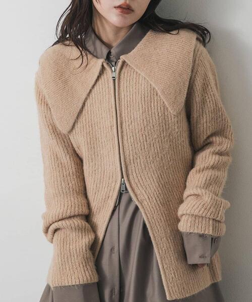 セール】『洗濯可』ドロップカラージップセーター（カーディガン