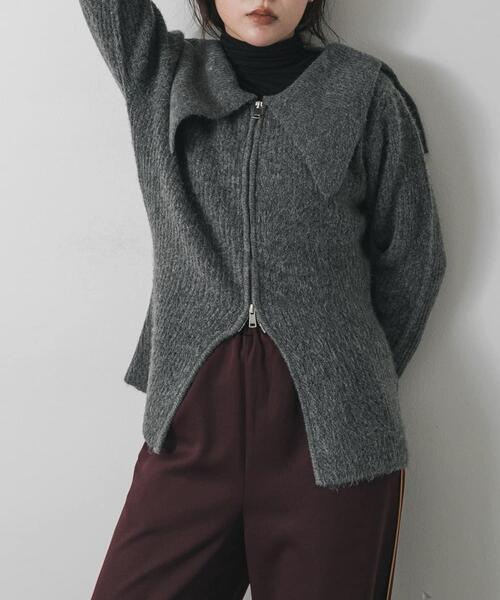 SENSE OF PLACE by URBAN RESEARCH（センスオブプレイスバイアーバンリサーチ）の「『洗濯可』ドロップカラージップセーター（カーディガン/ボレロ・レディース・グレー/ブラウン/ベージュ・ONE）」の2枚目の写真