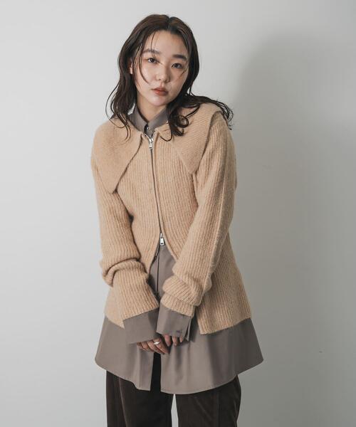 セール】『洗濯可』ドロップカラージップセーター（カーディガン