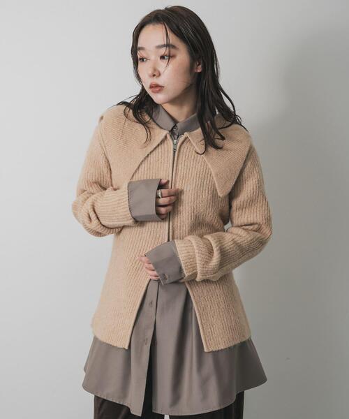 SENSE OF PLACE by URBAN RESEARCH（センスオブプレイスバイアーバンリサーチ）の「『洗濯可』ドロップカラージップセーター（カーディガン/ボレロ・レディース・グレー/ブラウン/ベージュ・ONE）」の20枚目の写真