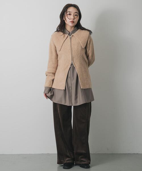 SENSE OF PLACE by URBAN RESEARCH（センスオブプレイスバイアーバンリサーチ）の「『洗濯可』ドロップカラージップセーター（カーディガン/ボレロ・レディース・グレー/ブラウン/ベージュ・ONE）」の22枚目の写真