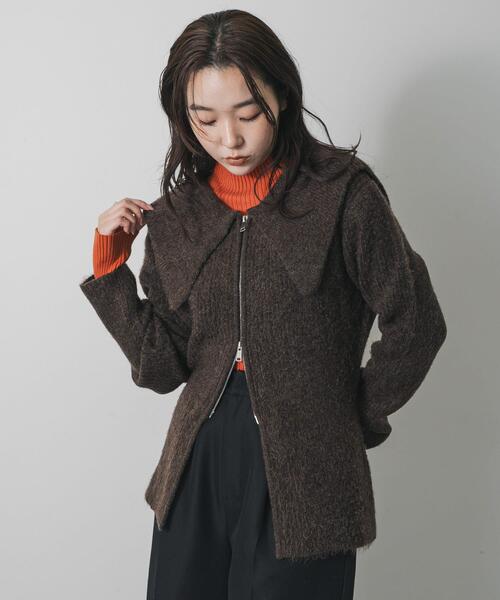 SENSE OF PLACE by URBAN RESEARCH（センスオブプレイスバイアーバンリサーチ）の「『洗濯可』ドロップカラージップセーター（カーディガン/ボレロ・レディース・グレー/ブラウン/ベージュ・ONE）」の15枚目の写真