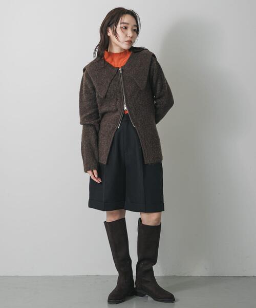 SENSE OF PLACE by URBAN RESEARCH（センスオブプレイスバイアーバンリサーチ）の「『洗濯可』ドロップカラージップセーター（カーディガン/ボレロ・レディース・グレー/ブラウン/ベージュ・ONE）」の4枚目の写真