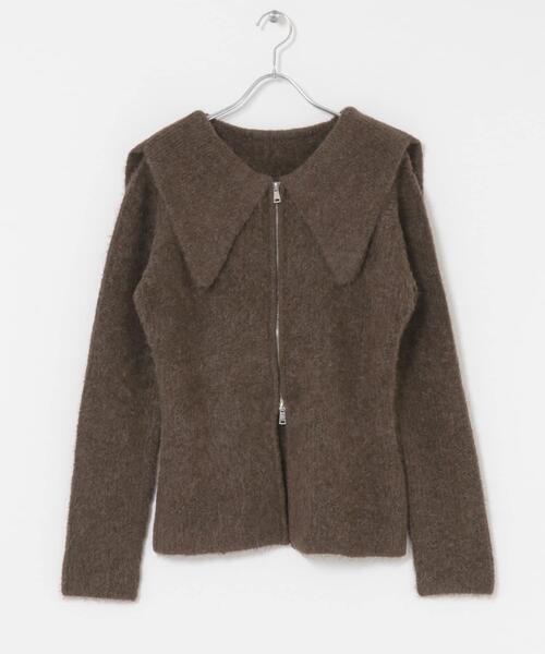 SENSE OF PLACE by URBAN RESEARCH（センスオブプレイスバイアーバンリサーチ）の「『洗濯可』ドロップカラージップセーター（カーディガン/ボレロ・レディース・グレー/ブラウン/ベージュ・ONE）」の6枚目の写真