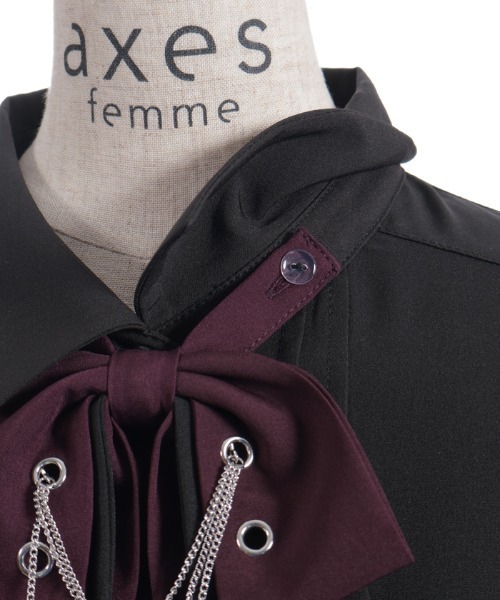 axes femme(アクシーズファム)の「チェーン×リボン付ブラウス(シャツ/ブラウス・レディース・ホワイト/ベージュ/ブラック・MEDIUM)」の10枚目の写真