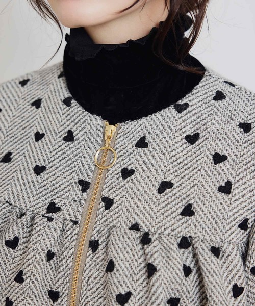 PICCIN（ピッチン）の「【セットアップ可能】フロッキーハートヘリンボーンブルゾン（ブルゾン・レディース・モカ/ベージュ・M）」の21枚目の写真