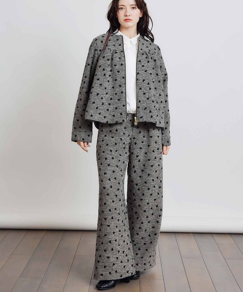 PICCIN（ピッチン）の「【セットアップ可能】フロッキーハートヘリンボーンブルゾン（ブルゾン・レディース・モカ/ベージュ・M）」の9枚目の写真