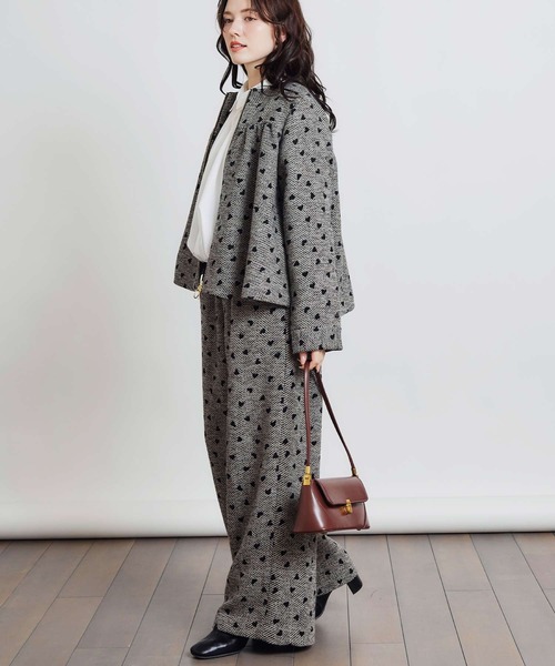 PICCIN（ピッチン）の「【セットアップ可能】フロッキーハートヘリンボーンブルゾン（ブルゾン・レディース・モカ/ベージュ・M）」の10枚目の写真