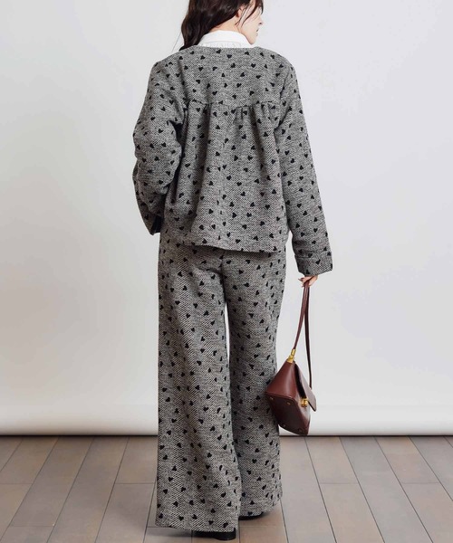 PICCIN（ピッチン）の「【セットアップ可能】フロッキーハートヘリンボーンブルゾン（ブルゾン・レディース・モカ/ベージュ・M）」の11枚目の写真