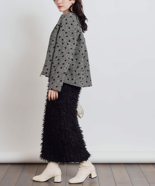 PICCIN（ピッチン）の「【セットアップ可能】フロッキーハートヘリンボーンブルゾン（ブルゾン・レディース・モカ/ベージュ・M）」の7枚目の写真