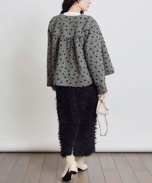 PICCIN（ピッチン）の「【セットアップ可能】フロッキーハートヘリンボーンブルゾン（ブルゾン・レディース・モカ/ベージュ・M）」の8枚目の写真