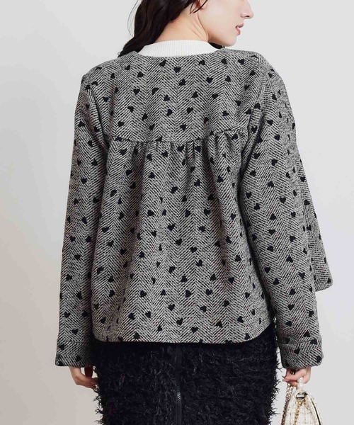 PICCIN（ピッチン）の「【セットアップ可能】フロッキーハートヘリンボーンブルゾン（ブルゾン・レディース・モカ/ベージュ・M）」の5枚目の写真